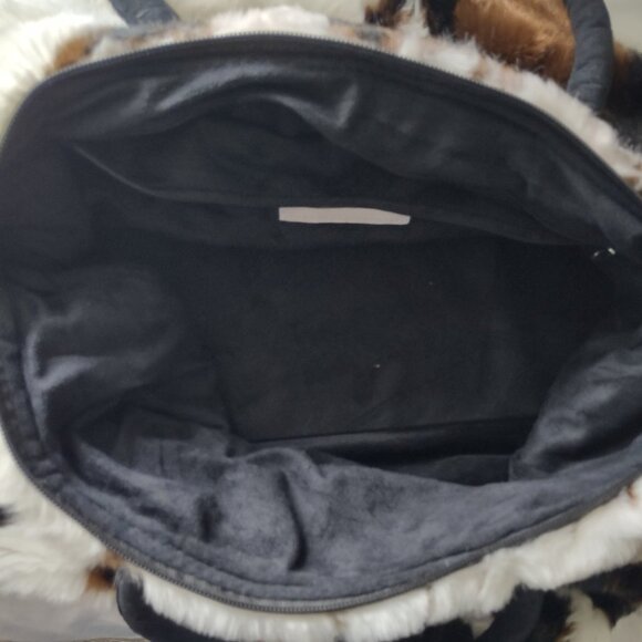 Animal Print Faux Fur Satchel Handbag Weekender by Private Quarters - Picture 3 of 10